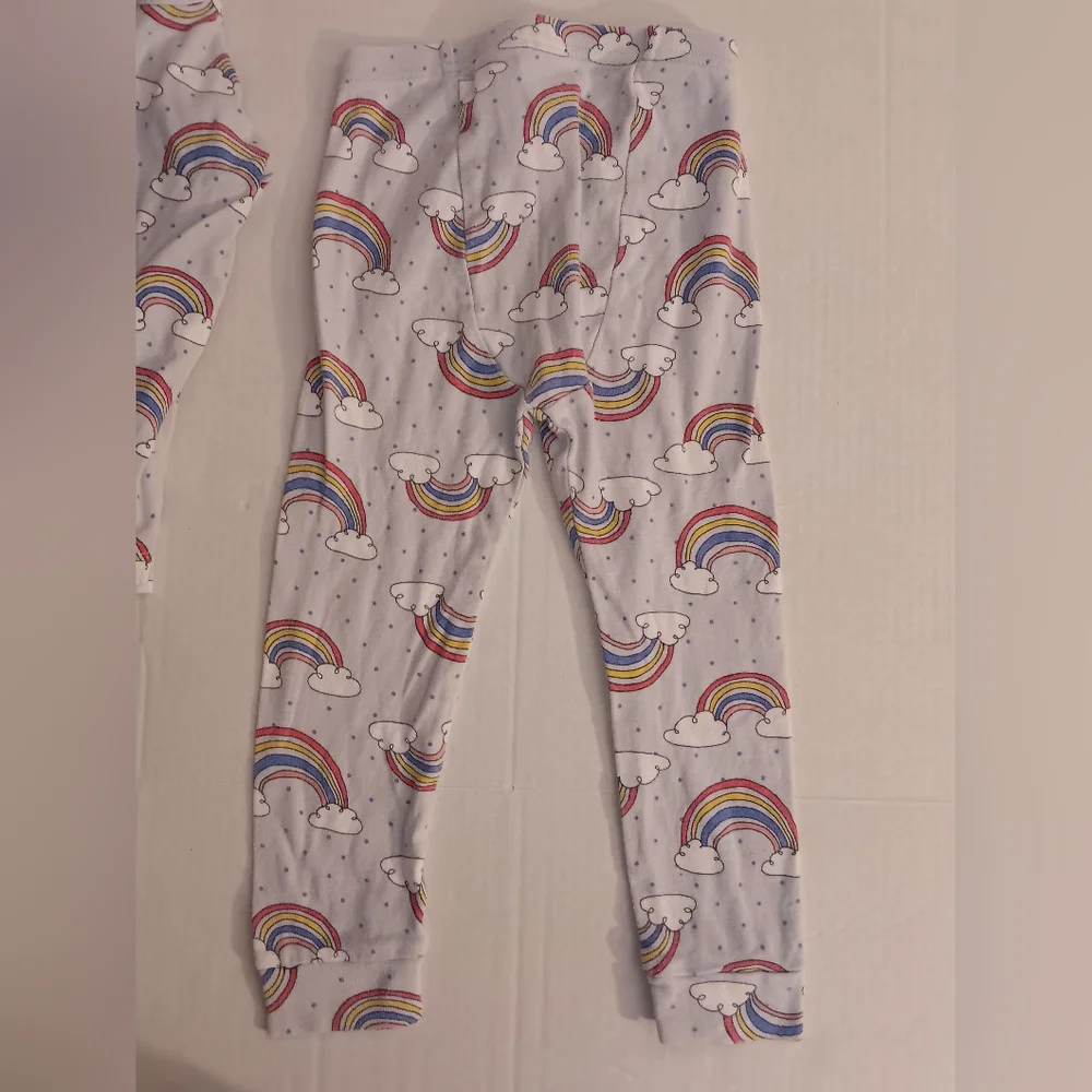 GAP Rainbow Polka Dots Clouds Print Pajama Set Long Sleeve Pants Soft pjs